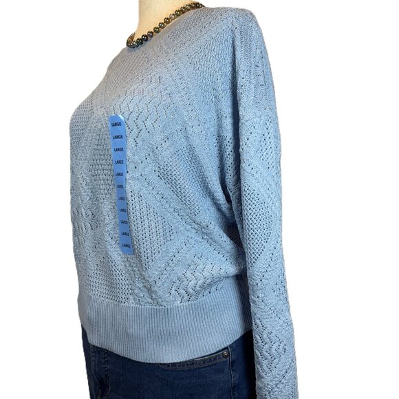 NWT Express Pointelle Sweater – Diamond Knit, Lightweight Fall Layer, Size Large - Picture 3 of 7